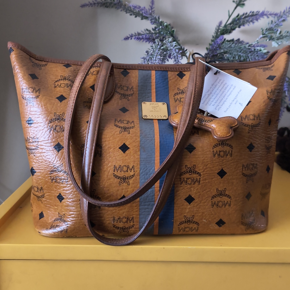 MCM Brown and Blue Women's Tote Bag